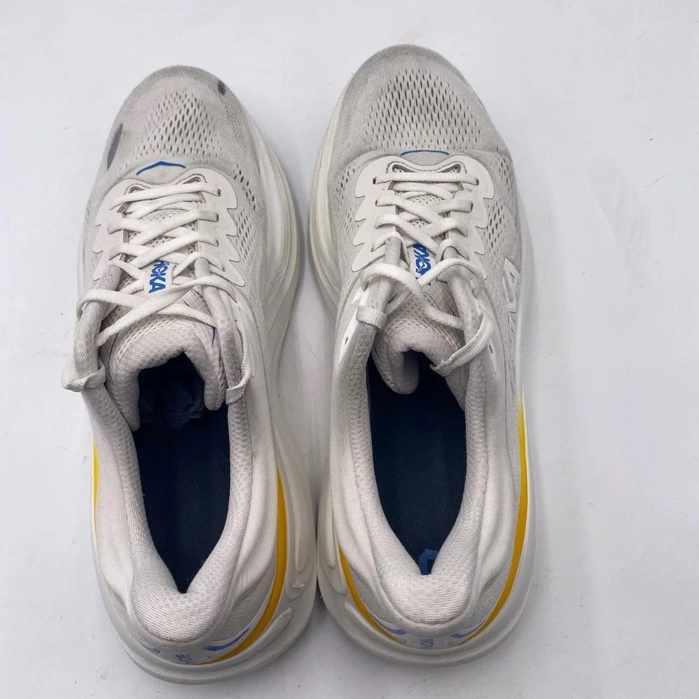 HOKA One One Bondi 9 Running Shoes Mens 11.5 White Yellow 1162011 WGRT Sneaker